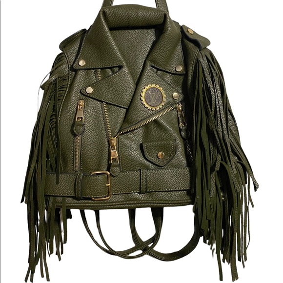 Bags Olive Leather Jacket Backpack Poshmark